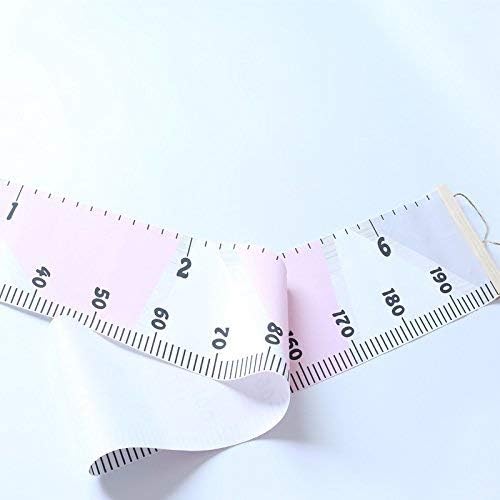 Kids Growth Chart, Wood Frame Fabric Canvas Height Measurement Ruler from Baby to Adult for Child's Room Decoration 7.9 x 79in (7.9 x 79in, Pink & Grey)