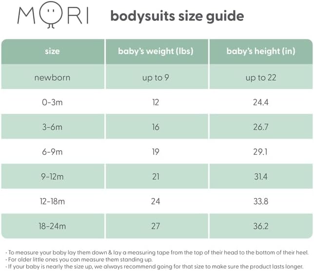 MORI Baby Unisex Long Sleeve Bodysuit Viscose from Bamboo and Organic Cotton - Comfortable Toddler Romper for Boys and Girls