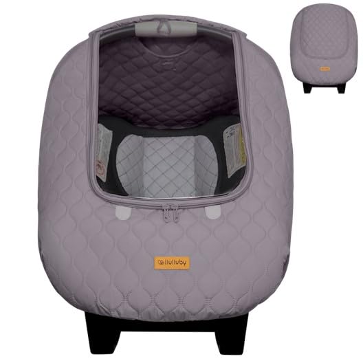 liuliuby Baby Car Seat Weather Shield | Warm Quilted Winter Cover with Clear Window for Infant Carseat | Keeps Babies & Newborn Protected in Cold | Car Seat Cover for Boys & Girls (Gray)