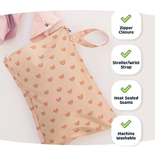 Tiny Twinkle Mess-Proof Waterproof Wet Dry Bag | 2-Pack Reusable Wet Bags for Swimsuits & Baby Clothes | Leakproof Wet Bag for Travel & Diaper Changes for Baby (Blue Tie Dye)