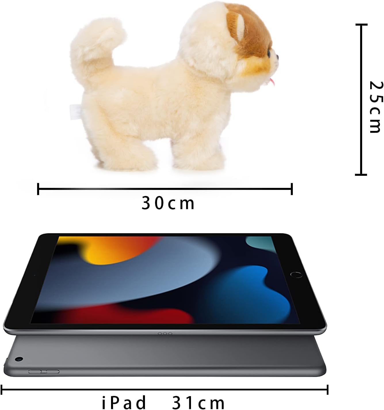CU-MATE Interactive Dog Stuffed Animal Electronic Plush Pomeranian Simulation Puppy Realistic Toy Like-Real Robotic Nodding Barking Wagging Tail Present Pet for Toddler Boys