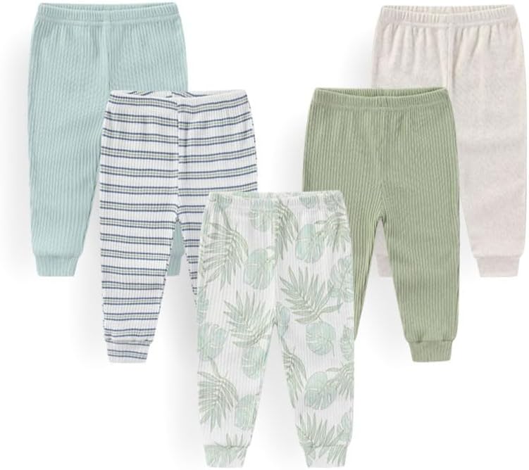 Unisex Baby Boy Girl Pants Sets Cotton Soft Infants Bottoms Casual 5 Pack 0-12 Month Babies' Leggings