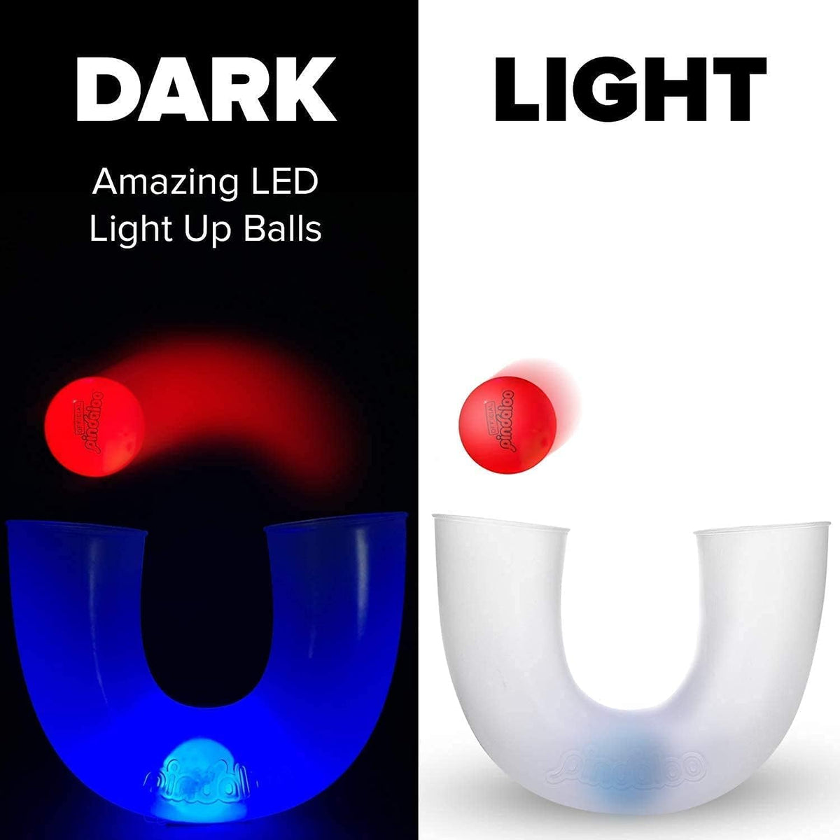 pindaloo Original Led Light Neon Skill Game with 2 Balls- Gifts for Kids and Adults Indoor & Outdoor Games, Girls, & Teens - Gift Ideas, Fun Stuff, Develops Motor & Juggling Skills (Neon)