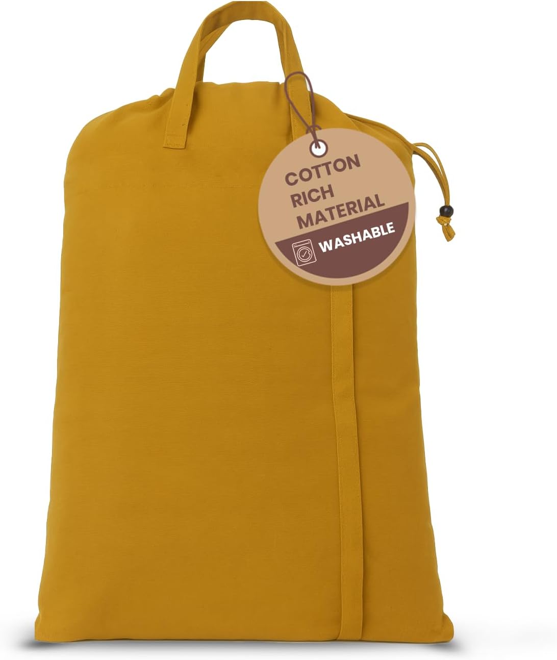 LFH Home Cotton Canvas Large Laundry Bag with Handle, Heavy Duty Drawstring Closure Washable Laundry Bags, School Travel, Home, Hotel, College Dorm, Organizer Sack, Toys Clothes 28x36-Yellow
