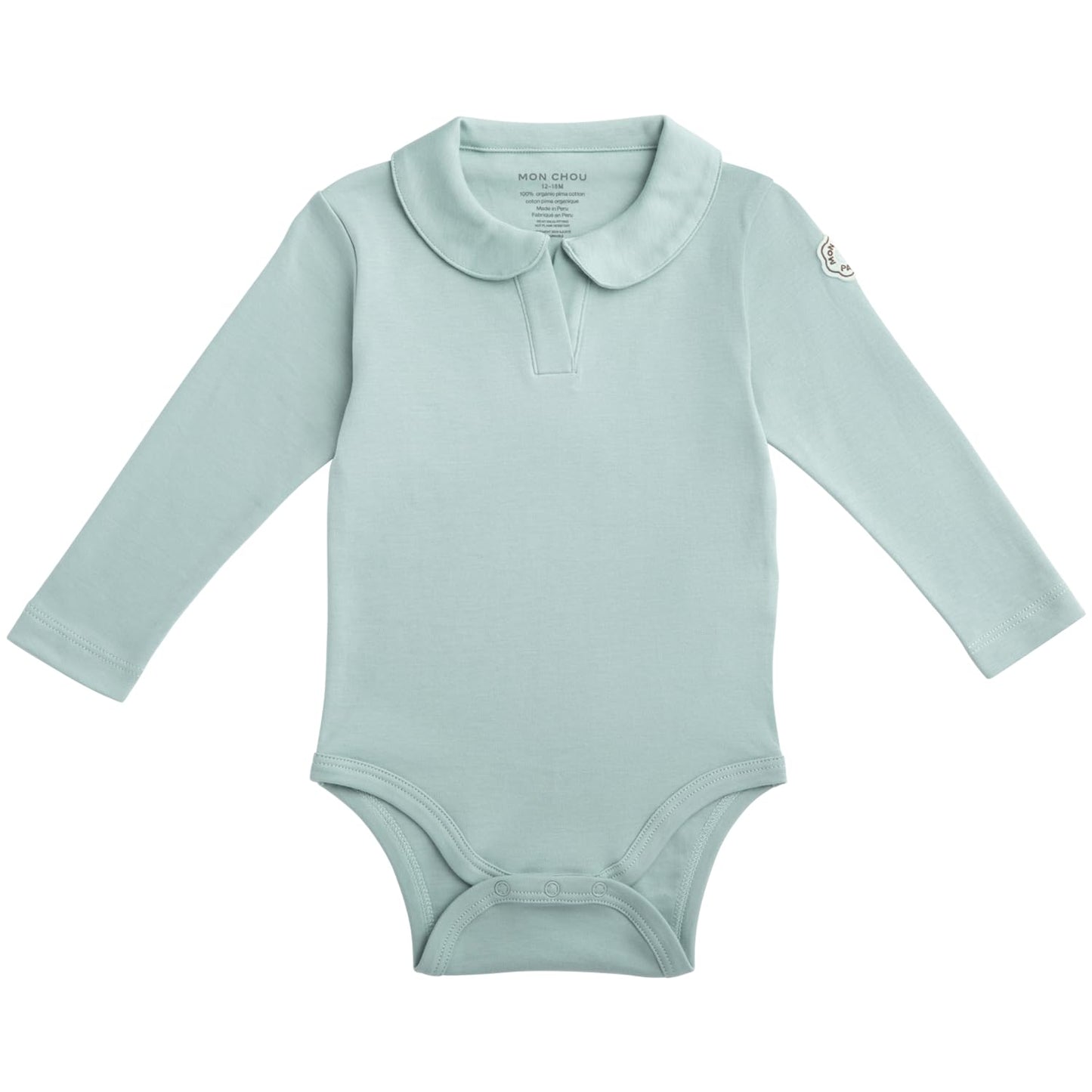 MON CHOU Premium Long Sleeve Bodysuit - Luxuriously Soft, 100% Pima Cotton Baby Bodysuit with Collar - Organic Cotton Baby Clothes (Meadow, 6-9 Months)