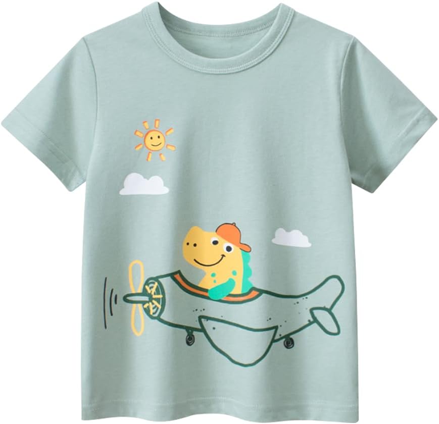 Boys' 4-Pack Excavator Short Sleeve Crewneck T-Shirts Top Tee Size 2-7 Years Toddler Boys' Value Pack Cotton T-Shirt