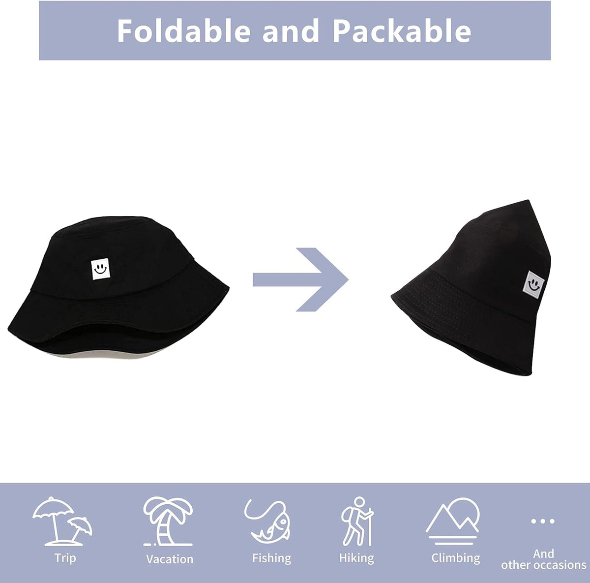 Kids Sun Hat Smile Face Bucket Hat for Girls Boys Summer Sun Protection Cotton Unisex Beach Cap