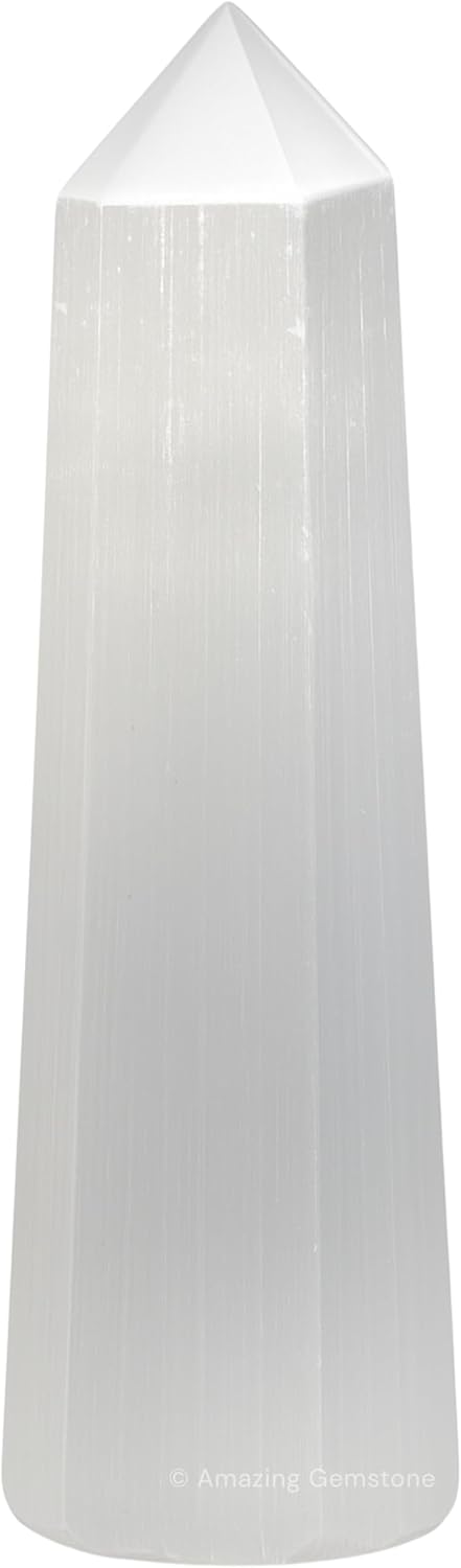 Amazing Gemstone Selenite Crystal Towers - Natural Healing Crystal Point Obelisk for Reiki Healing and Crystal Grid (3 Inch)