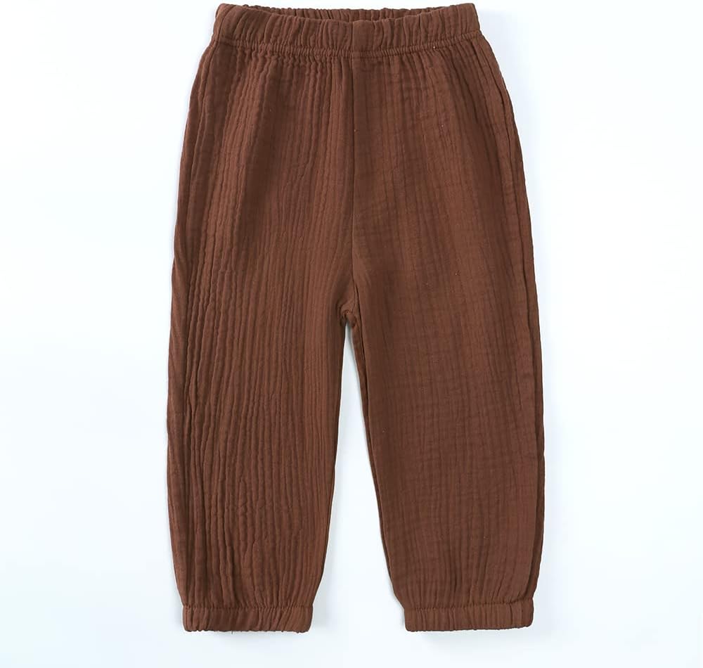 MYGBCPJS Baby Boys Girls Cotton Linen Trousers Kids Casual Ankle Pants Loose Long Bloomers