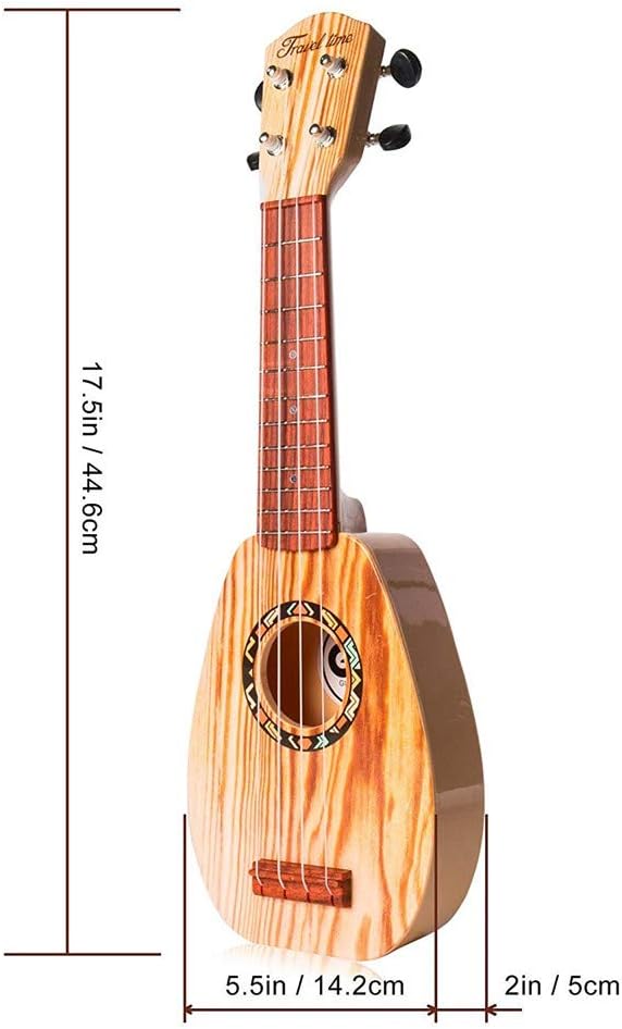YOLOPARK 17" Kids Toy Guitar for Girls Boys, Mini Toddler Ukulele Guitar with 4 Strings Keep Tones Can Play for 3, 4, 5, 6 7 Year Old Kids Musical Instruments Educational Toys for Beginner (Wood)