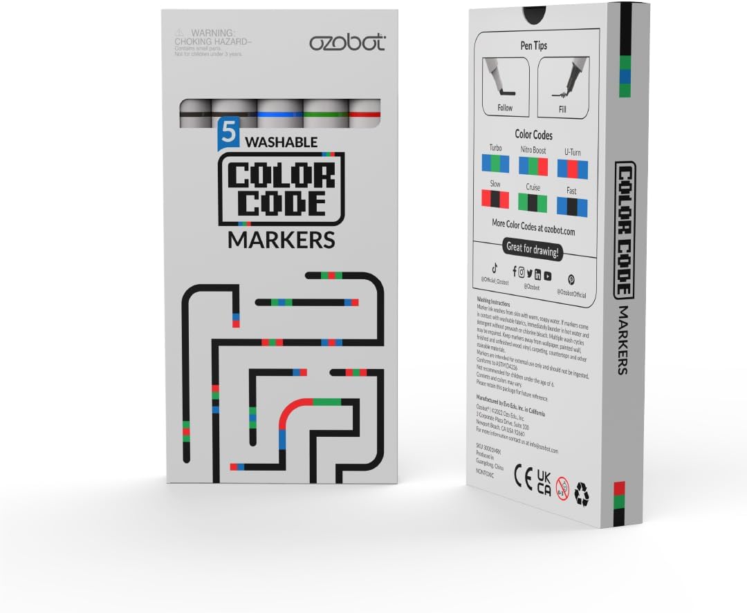 Color Coding Markers: Color Variety for Creative STEM Education, Ideal for Classroom & Home, Enhances Problem-Solving & Critical Thinking Skills, Suitable for Ages 6+, Dual-Sided, 5-Pack