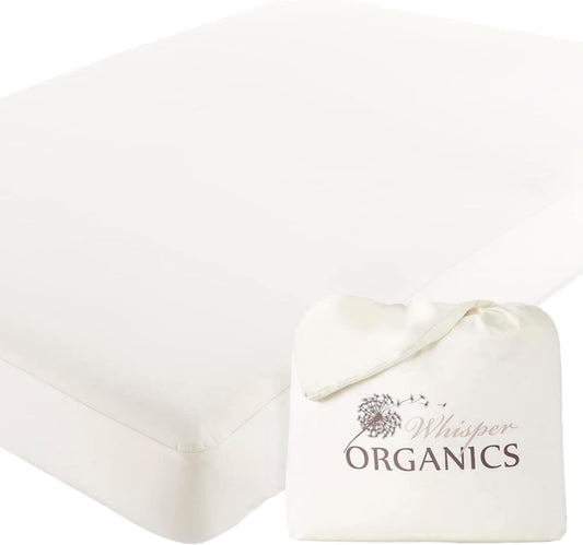 Organic Cotton, 100% Waterproof Mattress Protector Pad – Soft, Hypoallergenic, Breathable Bed Cover – GOTS & Fair-Trade Certified – 17 in. Deep, California King Size Mattress Cover by Whisper Organics