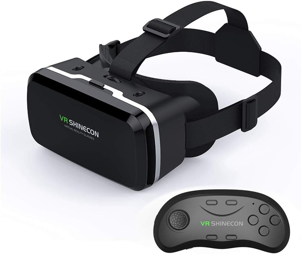 VR Headset with Remote Controller,3D Glasses Virtual Reality Headset for VR Games & 3D Movies, VR Headset for iPhone & Android Phone,VR Glasses Suitable for Kids and Adults