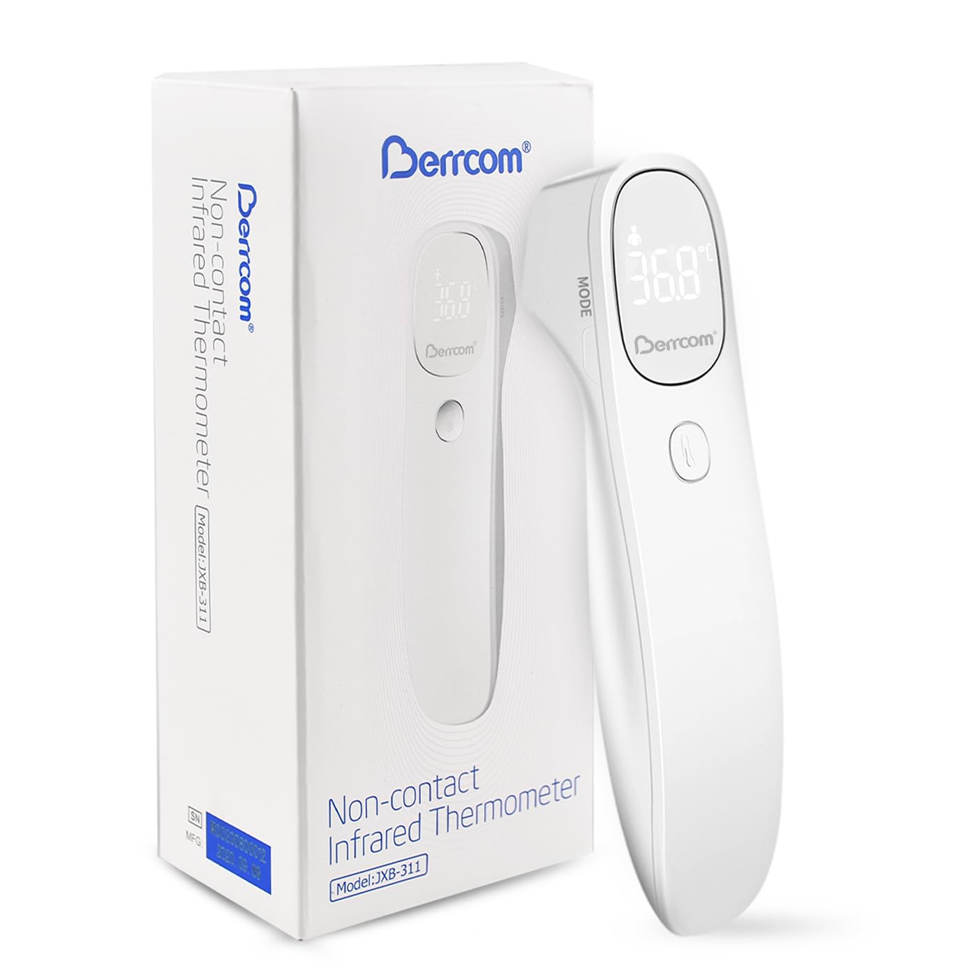 Berrcom Non Contact Infrared Thermometer Digital Forehead Thermometer for Adults and Kids Temperature Thermometer 3 in 1 with Fever Alert Touchless Baby Thermometer Large LED Display