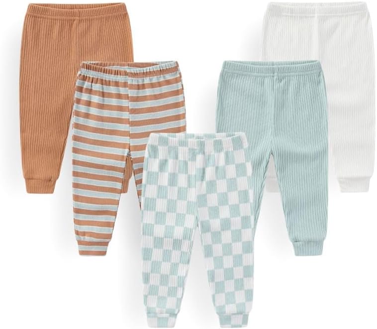Unisex Baby Boy Girl Pants Sets Cotton Soft Infants Bottoms Casual 5 Pack 0-12 Month Babies' Leggings