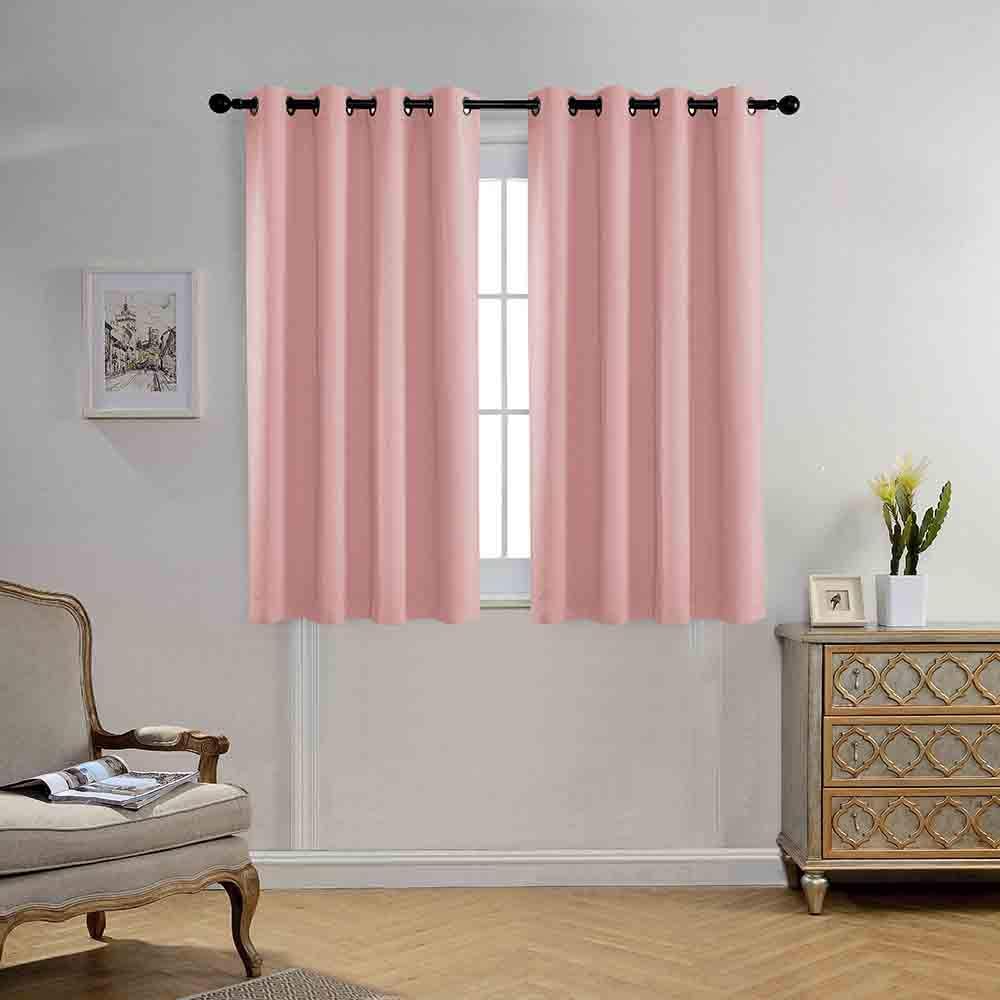 MIUCO Blackout Curtains Room Darkening Curtains Textured Grommet Curtains for Girls Room 2 Panels 52x63 Inch Long Pink