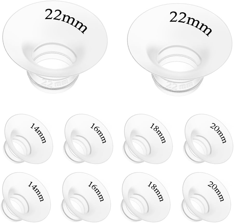 10Pcs Flange Insert 14/16/18/20/22mm*2 Compatible with Momcozy M5/M9/M6/V2 Pro/V2 pro/S12 Pro/S9 Pro/Spectra/Medela/eufy/Elvie/Lansinoh/Paruu P10 Breast Pump,and Most 24mm Shields
