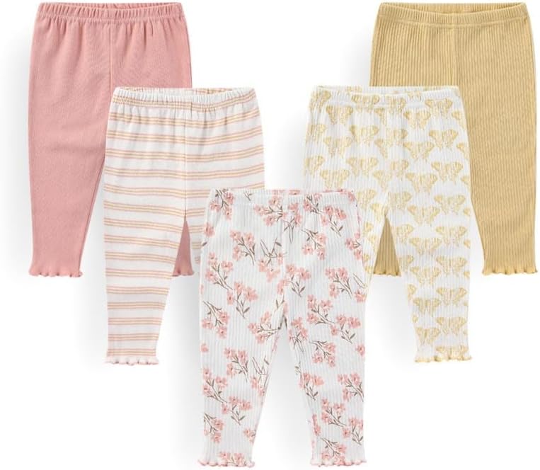 Unisex Baby Boy Girl Pants Sets Cotton Soft Infants Bottoms Casual 5 Pack 0-12 Month Babies' Leggings