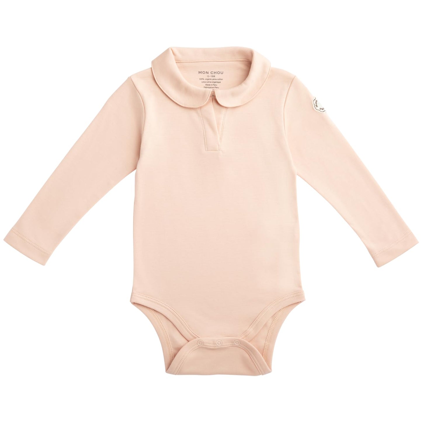 MON CHOU Premium Long Sleeve Bodysuit - Luxuriously Soft, 100% Pima Cotton Baby Bodysuit with Collar - Organic Cotton Baby Clothes (Bloom, 3-6 Months)
