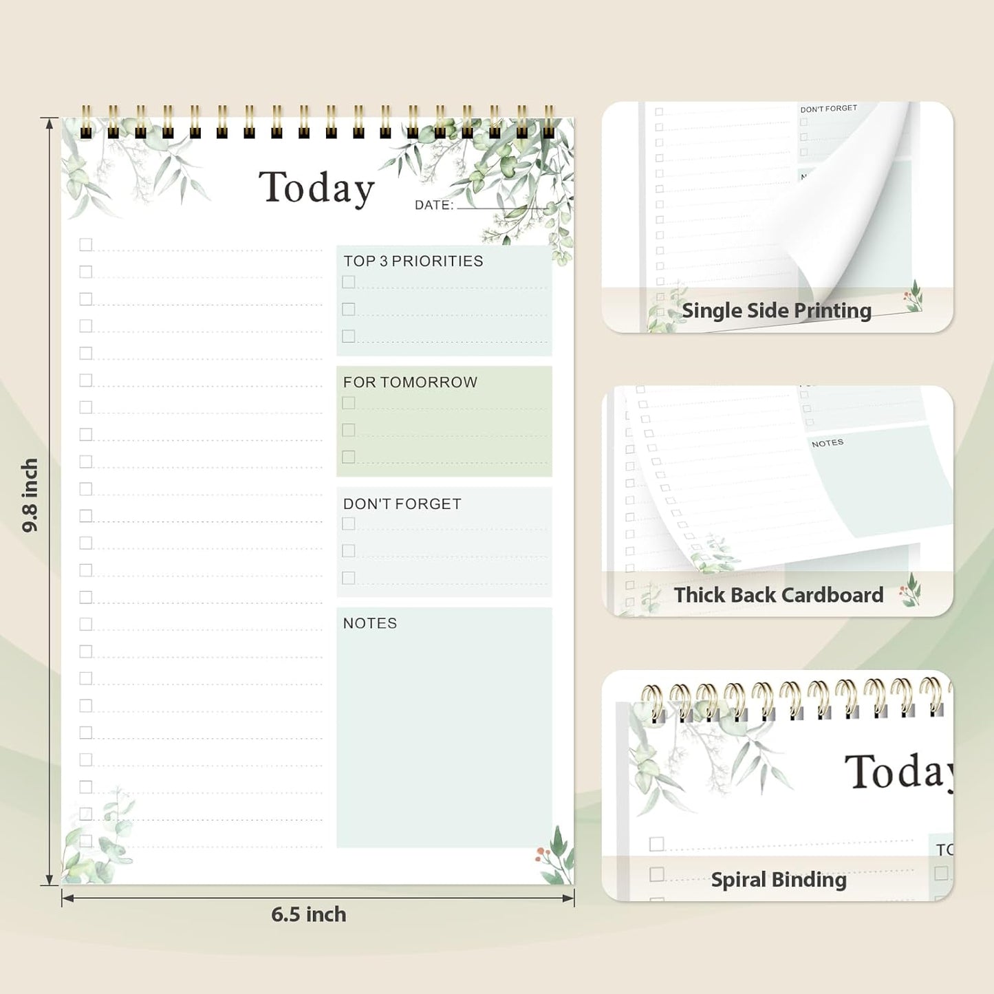 Weekly To Do List Notepad, Undated Planner with 52 Sheets (8.5''x11''), Desk Weekly Planner for Women & Man, Home School & Work (H-Leaf)