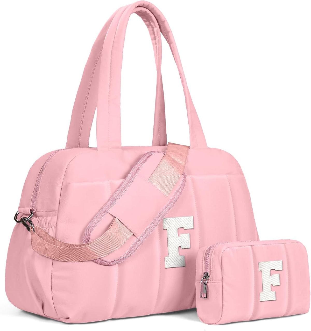 Duffle Bag for Travel, Weekender Bags for Women，Gifts for Girls, Initial Overnight Bag with Wet Pocket，Lightweight Travel Bags Personalized Gym Tote with Makeup Pouch