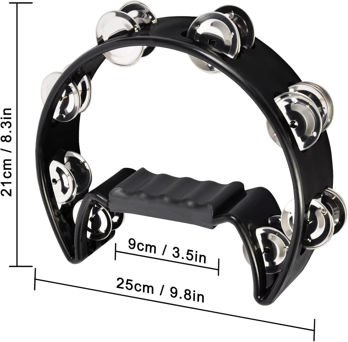 EastRock Tambourine,Metal Jingles Hand Held Percussion Half-Moon Tambourine and Egg Shakers for Kids, Adults, KTV, Party BLACK