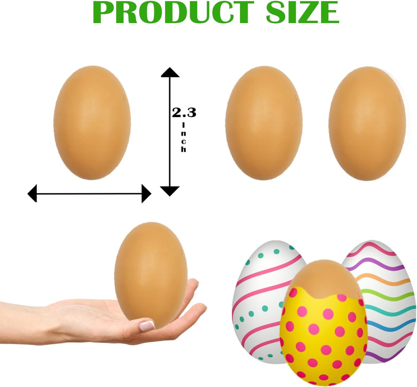 Smooth Brown Wooden Easter Eggs, Perfect for Easter Crafts, Décor and Egg Hunts, 2.3" Inches (96-Pack)