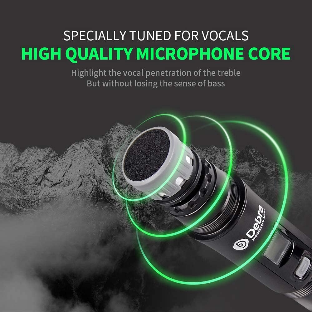 D Debra Audio TD-220 Wireless Microphone System with 2 Cordless Mics, Home Karaoke KTV Set, Ideal for Party, Church, Weddings, Stage, DJ, Outdoor, 650 Ft (TD-220)