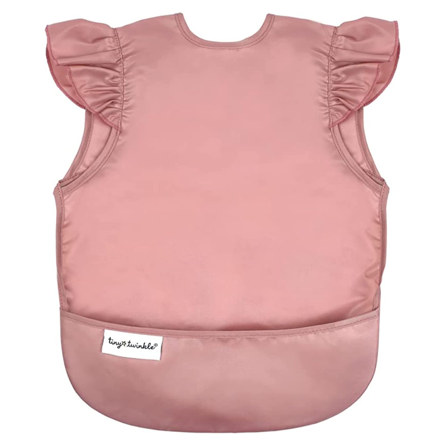 Tiny Twinkle Mess Proof Baby Bib - Waterproof & Lightweight Baby-Led Weaning Apron | 100% Recycled Polyester, Easy Clean & Machine Washable (Taupe, Small 6-24 Months)