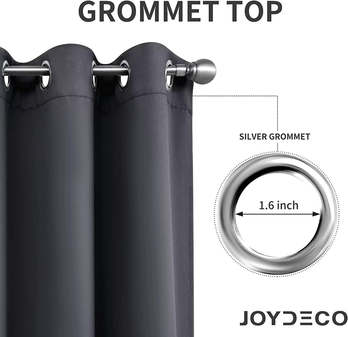 Joydeco Dark Grey Custom Solid Single Blackout Curtain for Bedroom and Living Room, Grommet Thermal Insulated Room Darkening Curtain 1 Panel (Custom Size,Dark Grey)