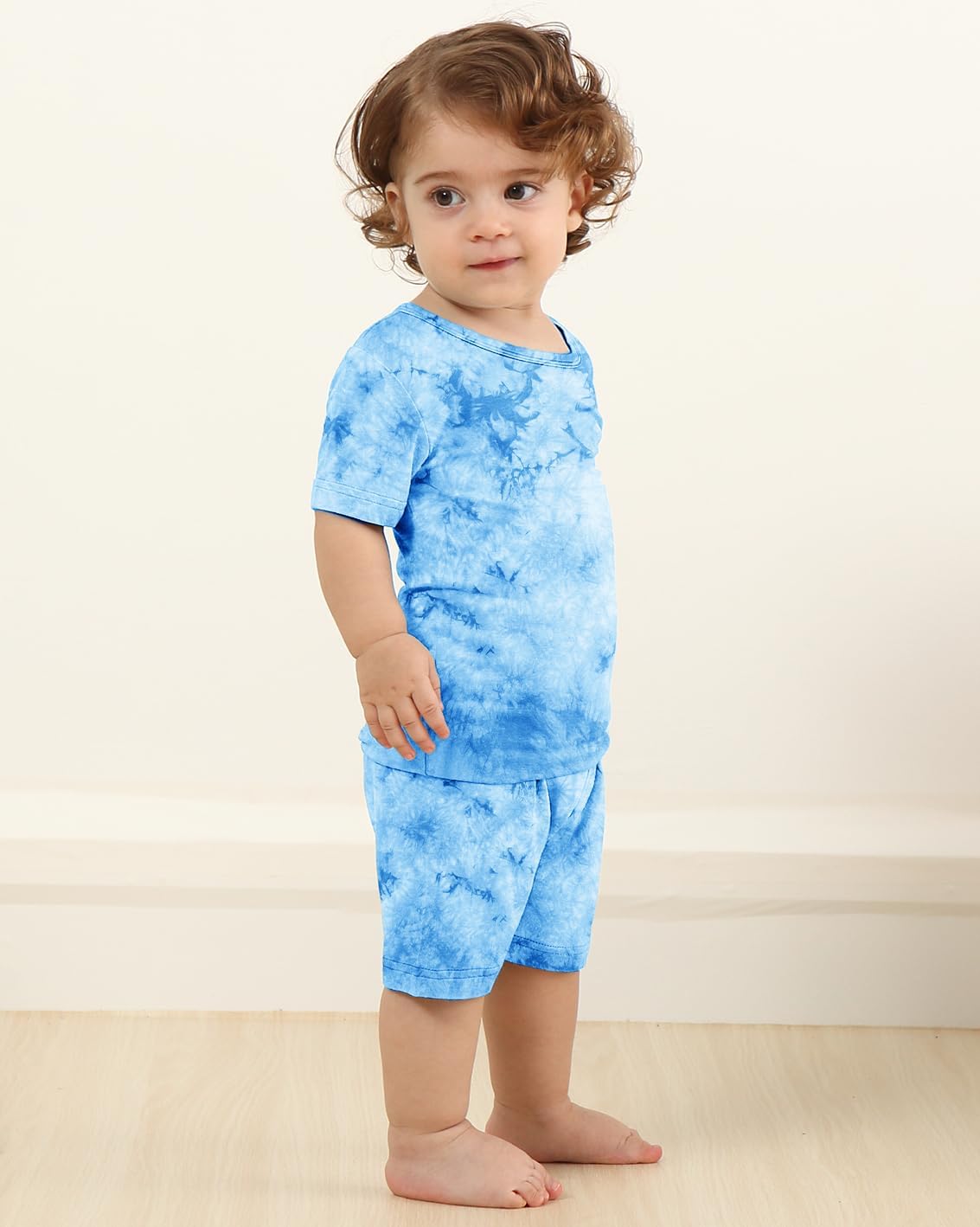 Jimonda Baby/Toddler Soft Sleepwear Short sleeve Kids Cool Pajama Outdoor 2-Piece Shirt&Shorts Casual sets Tie Dye PJ
