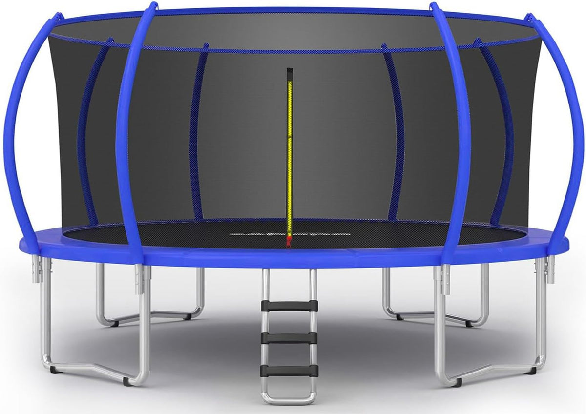 Zupapa 1500LBS Weight Capacity No-Gap Design 16 15 14 12 10FT Trampoline for Kids with Safety Enclosure Net Outdoor Backyards Trampolines with Non-Slip Ladder for Children Adults Family