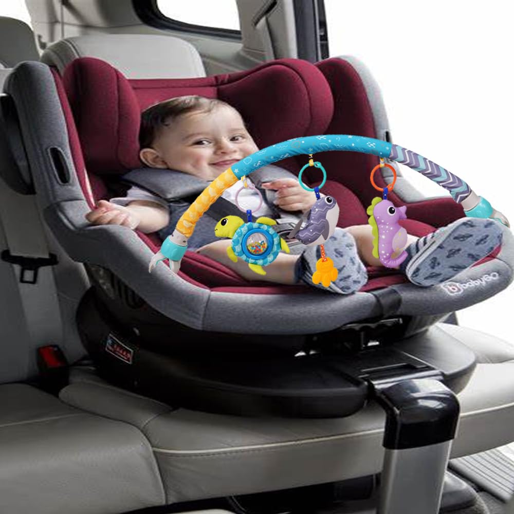 Baby Stroller Arch Toys, Crib Mobile for Infants Adjustable Bassinet Mobile with Universal Clamp, Activity Toy Bar for Bouncer Newborn CarSeat Stroller Toy Sense Toys for Baby 0 6 12 Months