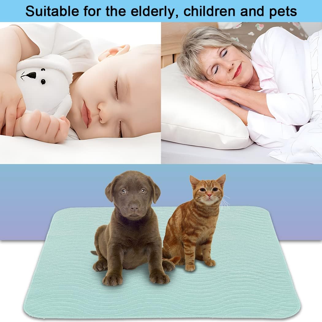Absorbent Bed Pads for Incontinence - Washable, Reusable, 4-Layer Waterproof Mattress Protectors (36x38 Inch - 4 Pack)