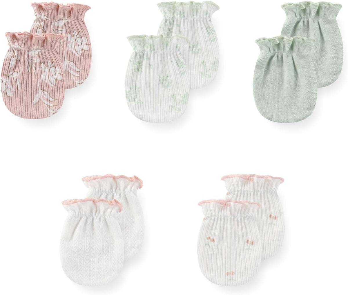 5 Pack Unisex New Born Boy Girls No Scratch Mittens Cotton Soft Baby Gloves Accessory 0-3 Months Infant Essentials