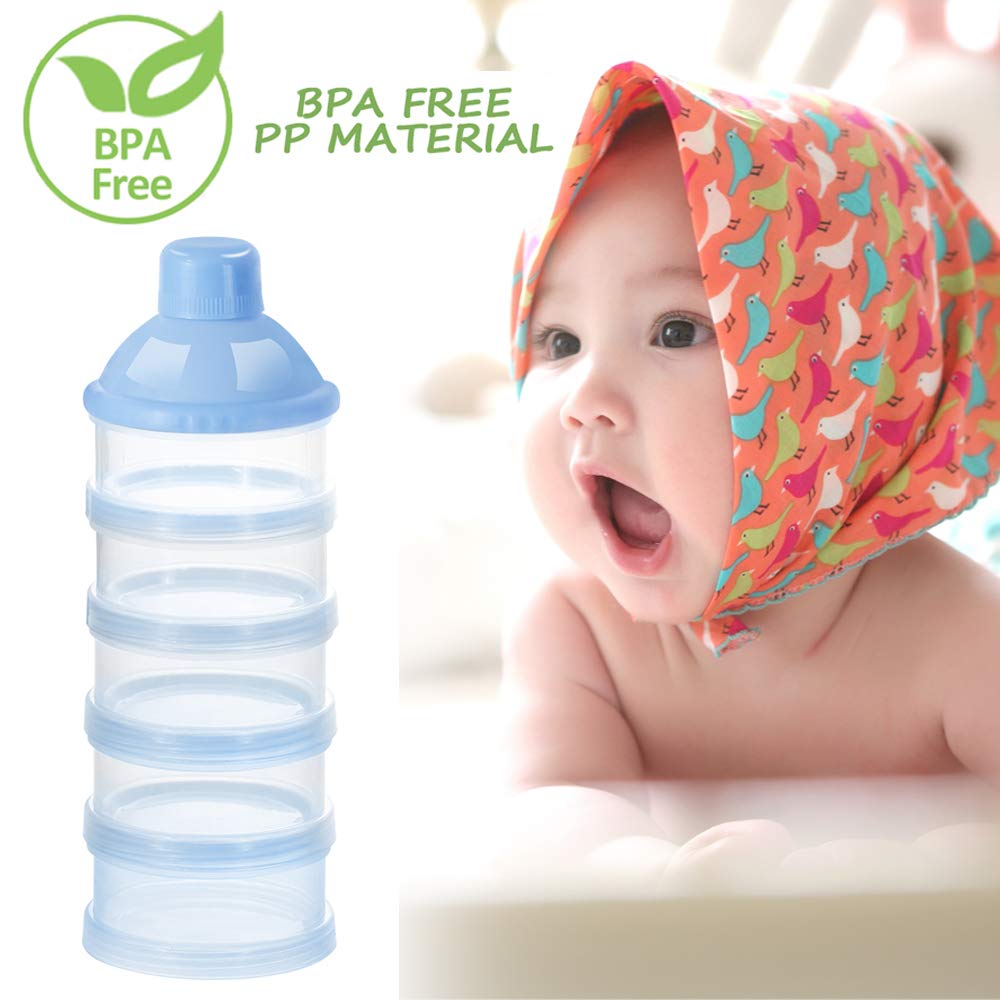 Accmor Formula Dispenser On The Go, 5 Compartments Stackable Formula Container for Travel, Baby Milk Powder Kids Snack Container, BPA Free