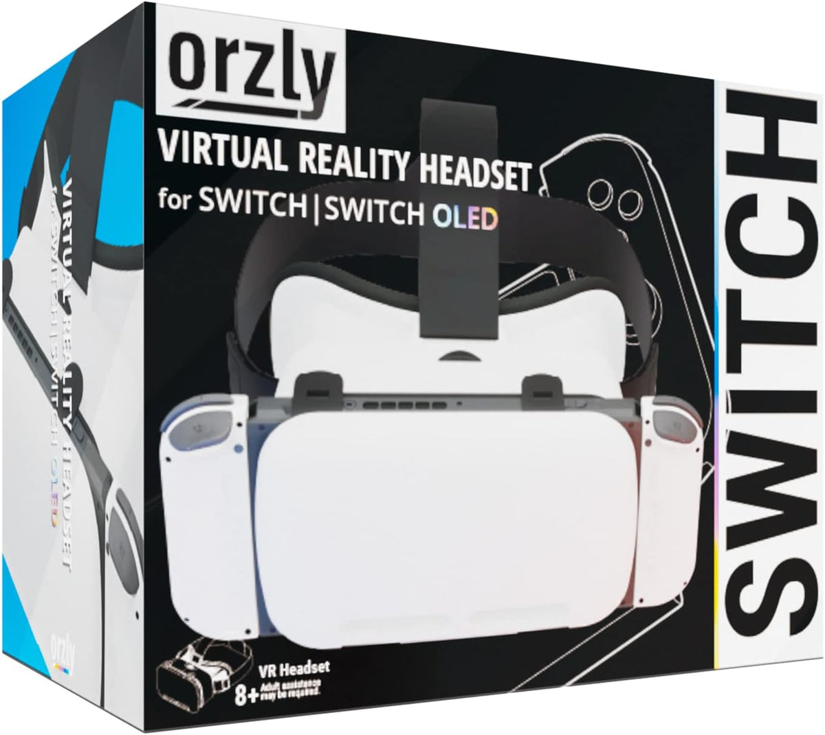 Orzly VR Headset Designed for Nintendo Switch & Switch OLED Console with Adjustable Lens for a Virtual Reality Gaming Experience and for Labo VR - White - Gift Boxed Edition