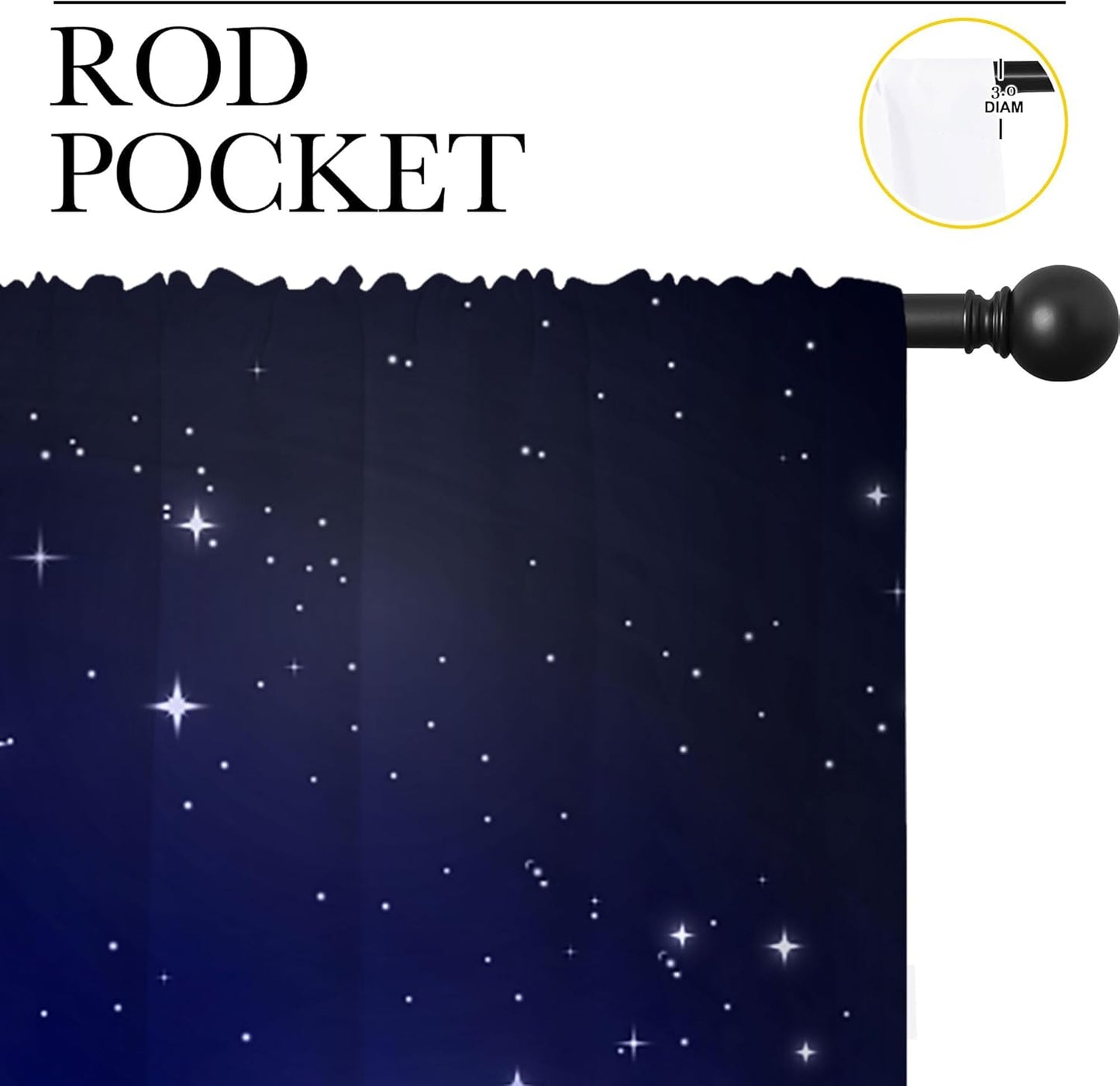 City Rod Pocket Blackout Curtains for Boy Girl Bedroom, New York Skyline Modern City Starry Sky Night View Thermal Insulated Home Window Drapes for Living Room Darkening, 42x45 inch