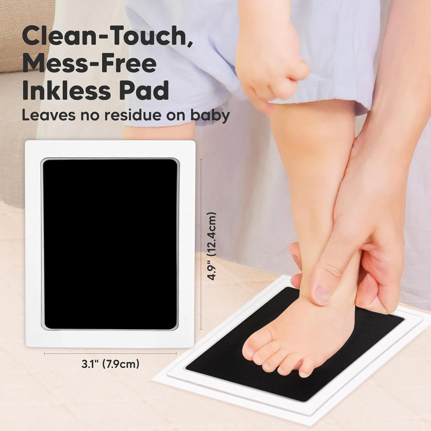 2-Pack Inkless Baby Hand and Footprint Kit - Mess Free Ink Pad for Newborn Keepsake, Dog Nose & Paw Print Kit, Clean Touch Ink Pad for Baby Hand & Footprints, Ideal New Mom Gifts (Jet Black, L)
