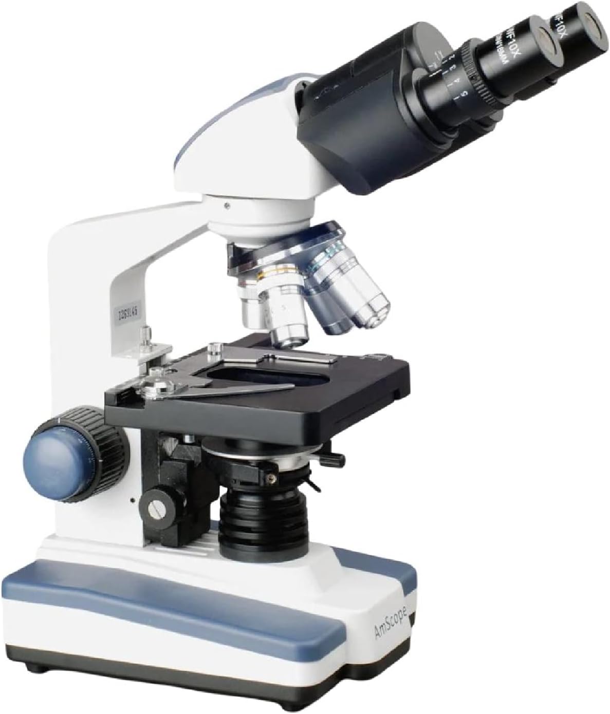 AmScope B120C-WM Siedentopf Binocular Compound Microscope, 40X-2500X Magnification, Brightfield, LED Illumination, Abbe Condenser, Double-Layer Mechanical Stage, Includes Book