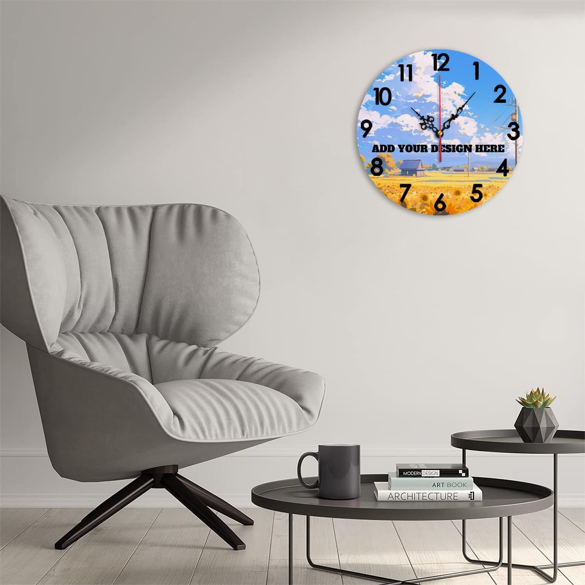 Generic Custom Wall Clock Personalized Picture Hanging Time Clocks Silent Non Ticking Round Decoration for Kitchen Creative, 12x12Inch