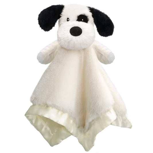 Puppy Baby Security Blanket for Toddler Infant Newborn Boys and Girls Soft Lovey Plush Fabric and Satin Backing, Black 13.5 Inch