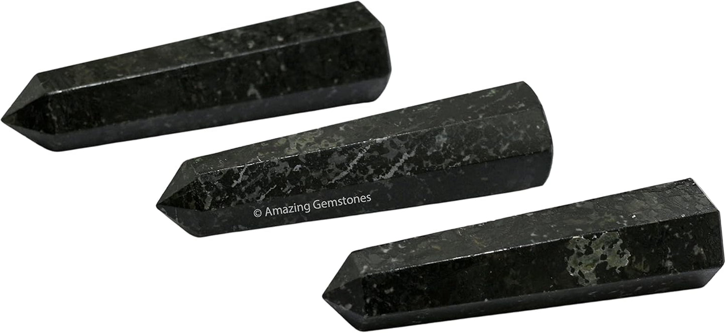 Amazing Gemstone Nuummite Crystal Towers ~ Natural Healing Crystal Point Obelisk for Reiki Healing and Crystal Grid (3- Inch)