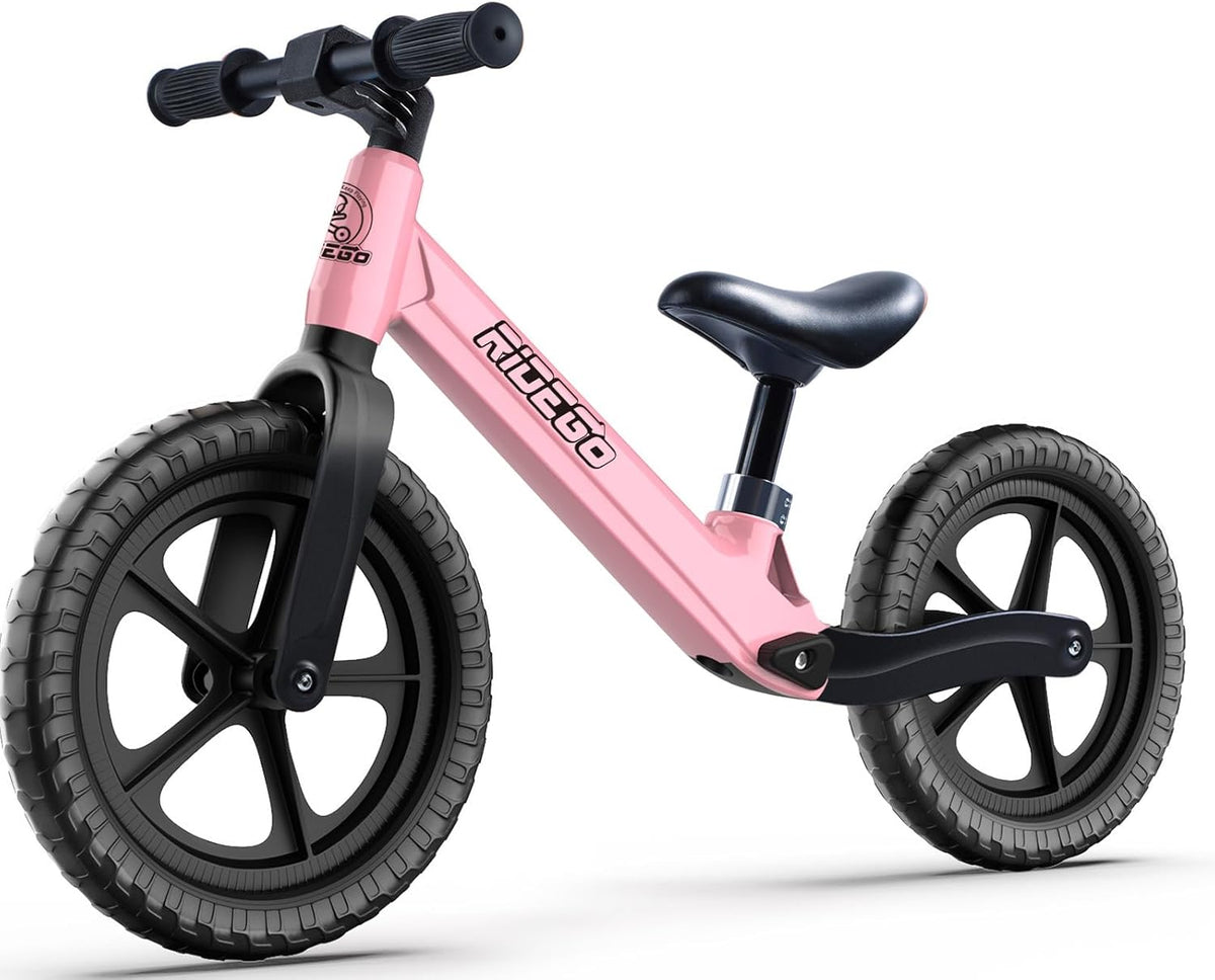 Ridego 12 or 14 Inch Balance Bike for Kids 2-6 Year Old,Lightweight Kids Bike with Adjustable Seat, Push Bicycle with Air Rubber Tires，Ride-on Toys Birthday Gift