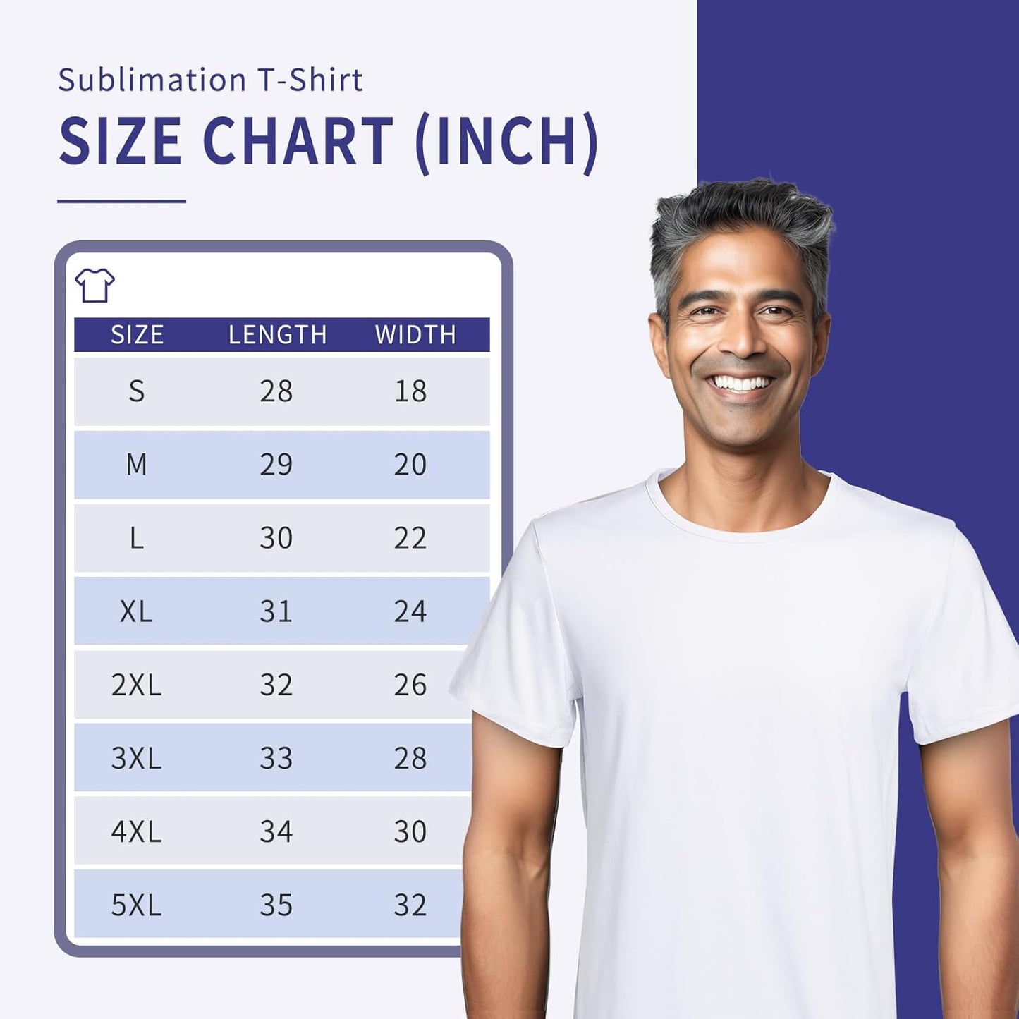 Polyester Adult T-Shirts for Sublimation, 6 Pack, White, Crew Neck, Short Sleeve