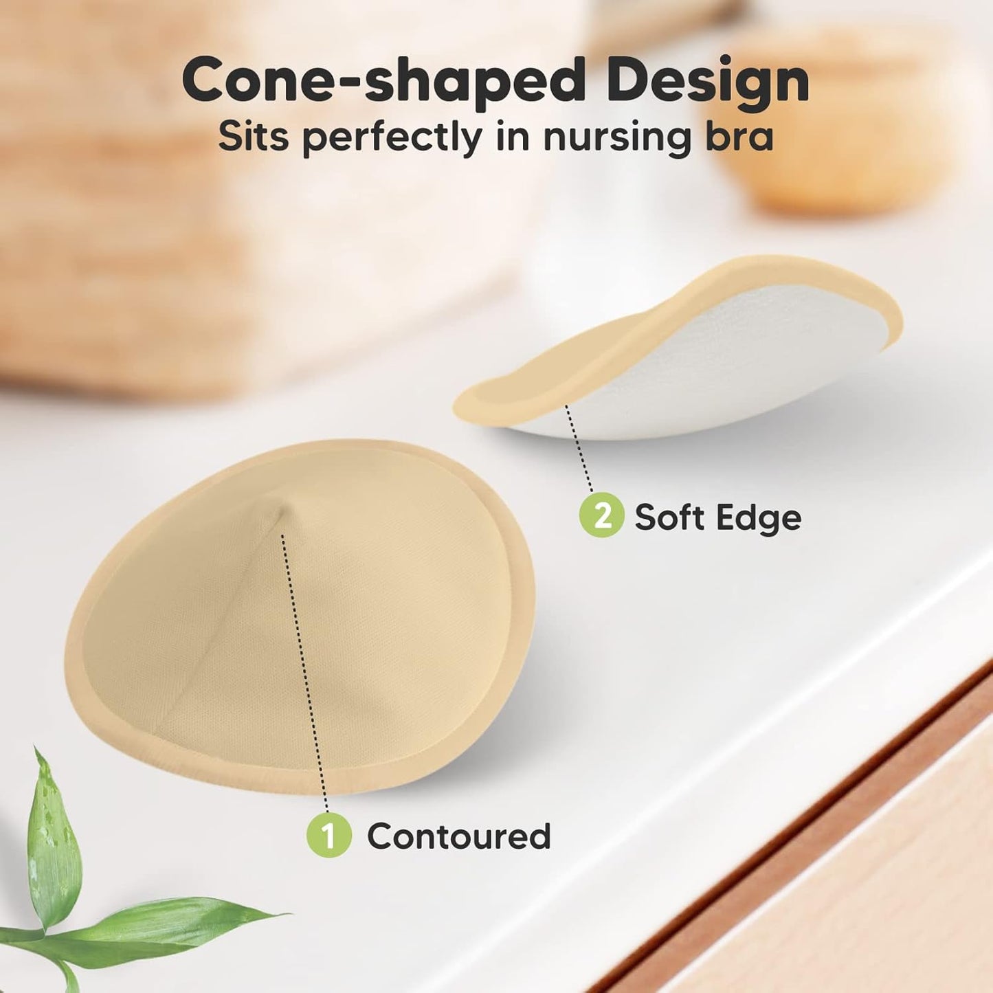 Organic Nursing Pads - 14 Washable Viscose Derived from Bamboo Breastfeeding Pads, Wash Bag, Reusable Breast Pads for Breastfeeding, Nipple Pads for Breastfeeding Essentials(Coffee, L 4.8")