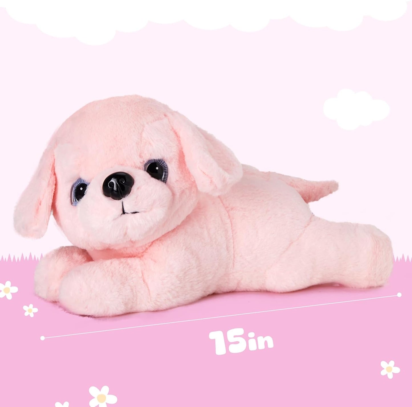 Glow Guards 15'' Pink Light up Musical Puppy Dog Stuffed Animal Soft Plush LED Night Lights Glow Bedtime Pal Birthday Children's Day Gifts for Toddler Kids