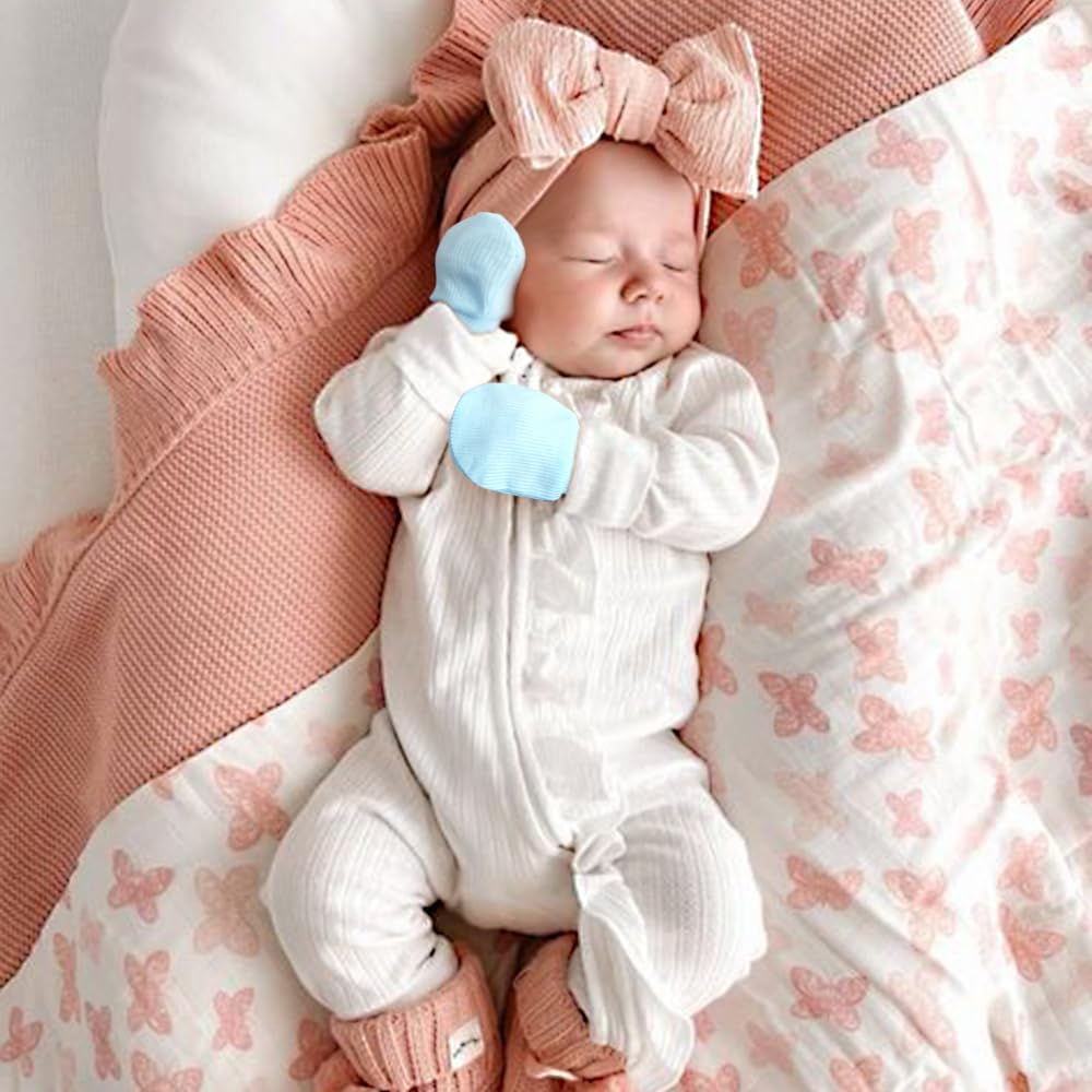 BQUBO 6 Pairs Newborn Baby Boys Girls Mittens 0-6 Months Unisex-Baby Infant Mittens Elastic No Scratch Wrist Gloves