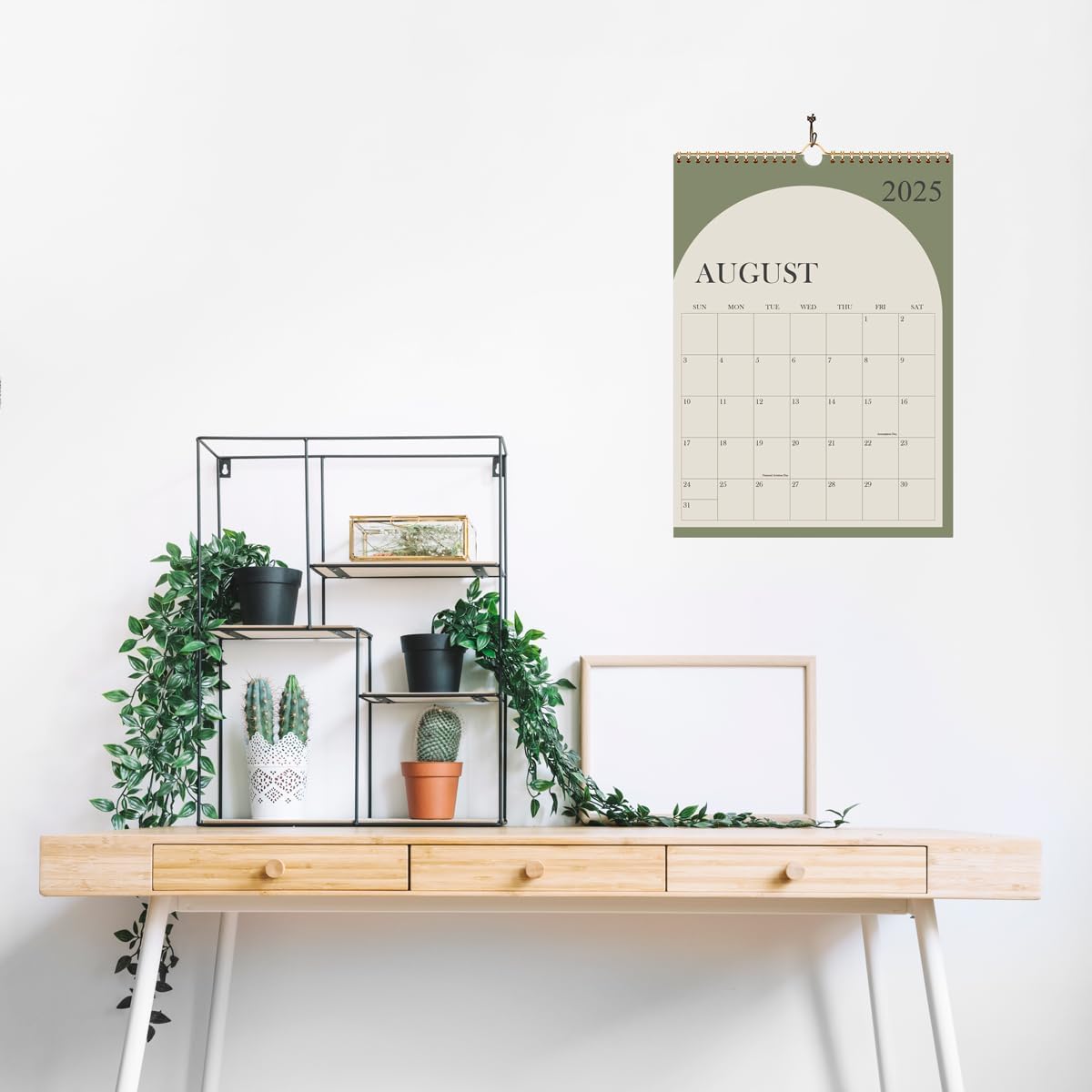 Calendar 2025-2026 - 17 Months Wall Calendar from August 2025 - December 2026, 2025-2026 Wall Hanging Calendar Planner with Thick Paper, 12" x 14.5", Cyan