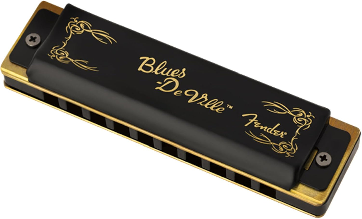 Fender Blues DeVille Harmonica - Key of G Bundle with Carrying Case, Austin Bazaar Online Manual, and Polishing Cloth